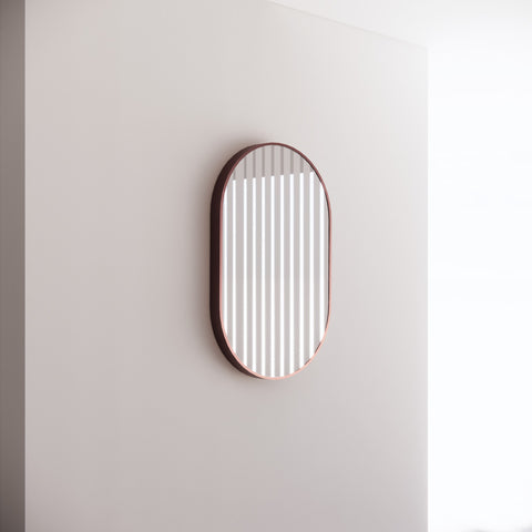 Aqua Perla - Brushed Copper Framed Oval Plain Mirror 900x600mm
