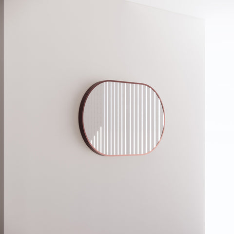 Aqua Perla - Brushed Copper Framed Oval Plain Mirror 900x600mm
