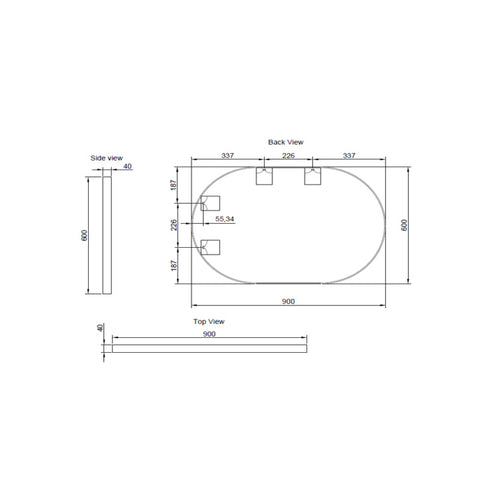 Aqua Perla - Brushed Copper Framed Oval Plain Mirror 900x600mm