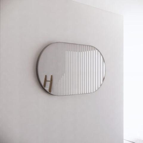 Aqua Perla - Riva Framed Oval Mirror Brushed Nickel