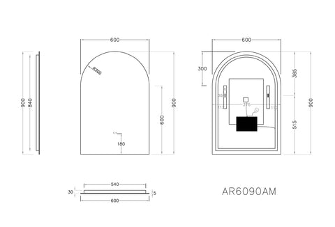 POSEIDON - Aura Back Lit LED Mirror 600 mm (W)