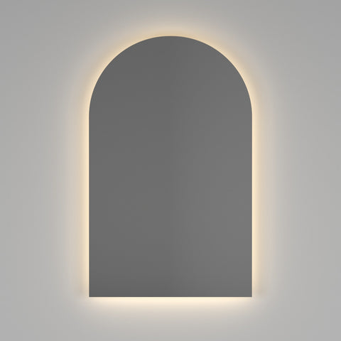 Backlit Arch Shape Mirror with Warm Light 500x800x45mm 47Watts - Includes Mirror Demister