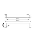 Black Single Towel Rail Rushy - 800mm