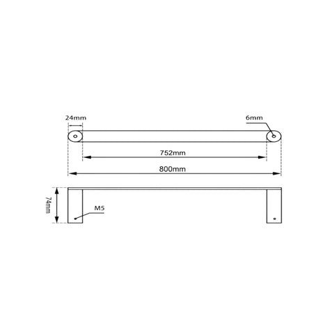 Black Single Towel Rail Rushy - 800mm