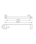 Gunmetal Single Towel Rail Rushy - 800mm