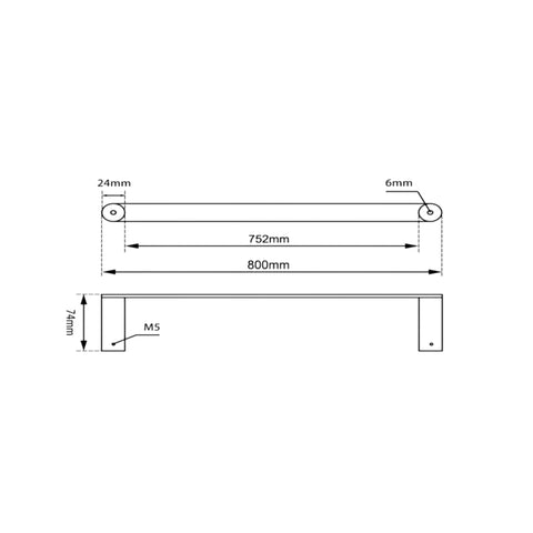 Gunmetal Single Towel Rail Rushy - 800mm