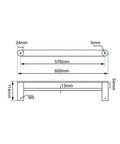 Gunmetal Double Towel Rail Rushy - 600mm