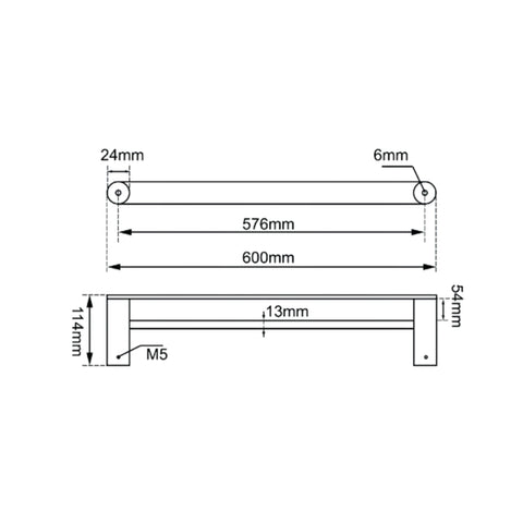 Gunmetal Double Towel Rail Rushy - 600mm