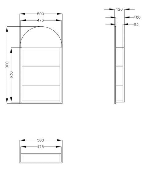 Alpine - Natasha Arched Mirror Cabinet 5Ocm