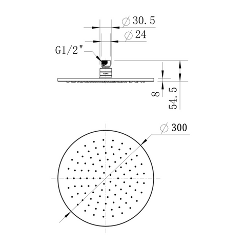 Modern National - Round Brass Shower Head 300mm