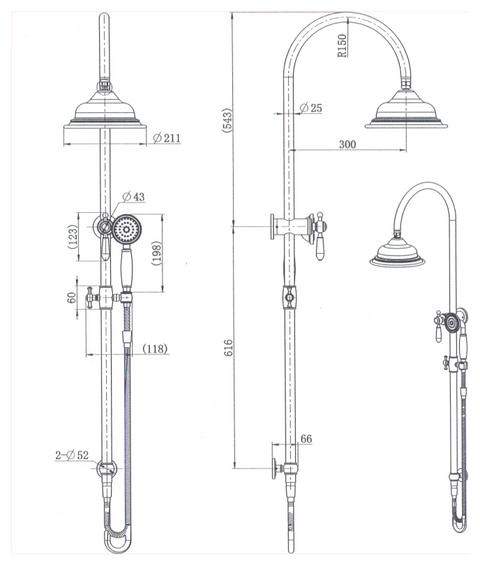 Modern National - Bordeaux Twin Shower System Chrome