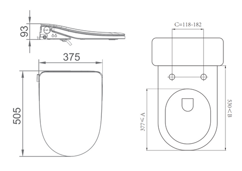 Lafeme Thea Luxury BS36-L installation and dimensions diagram