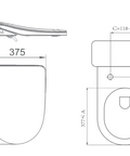 Lafeme Thea Standard BS36-S installation and dimensions diagram