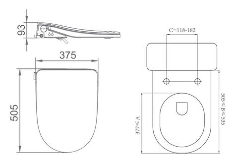 Lafeme Thea Standard BS36-S installation and dimensions diagram