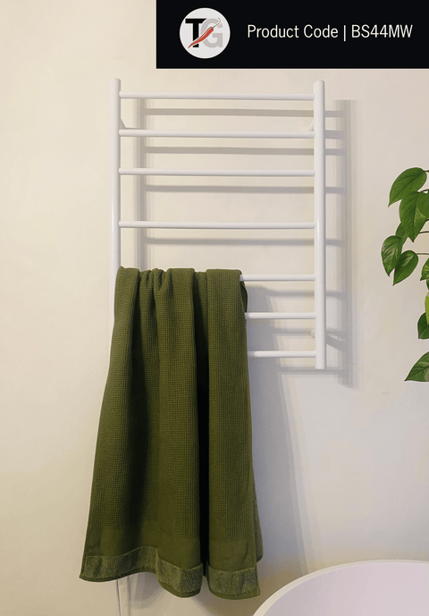 Thermogroup -  Satin White Round Ladder Heated Towel Rail