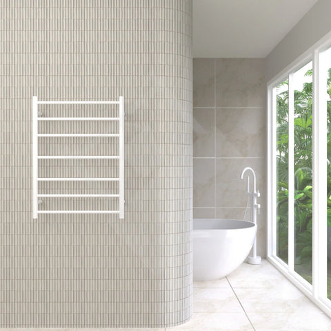 Thermogroup -  Satin White Round Ladder Heated Towel Rail