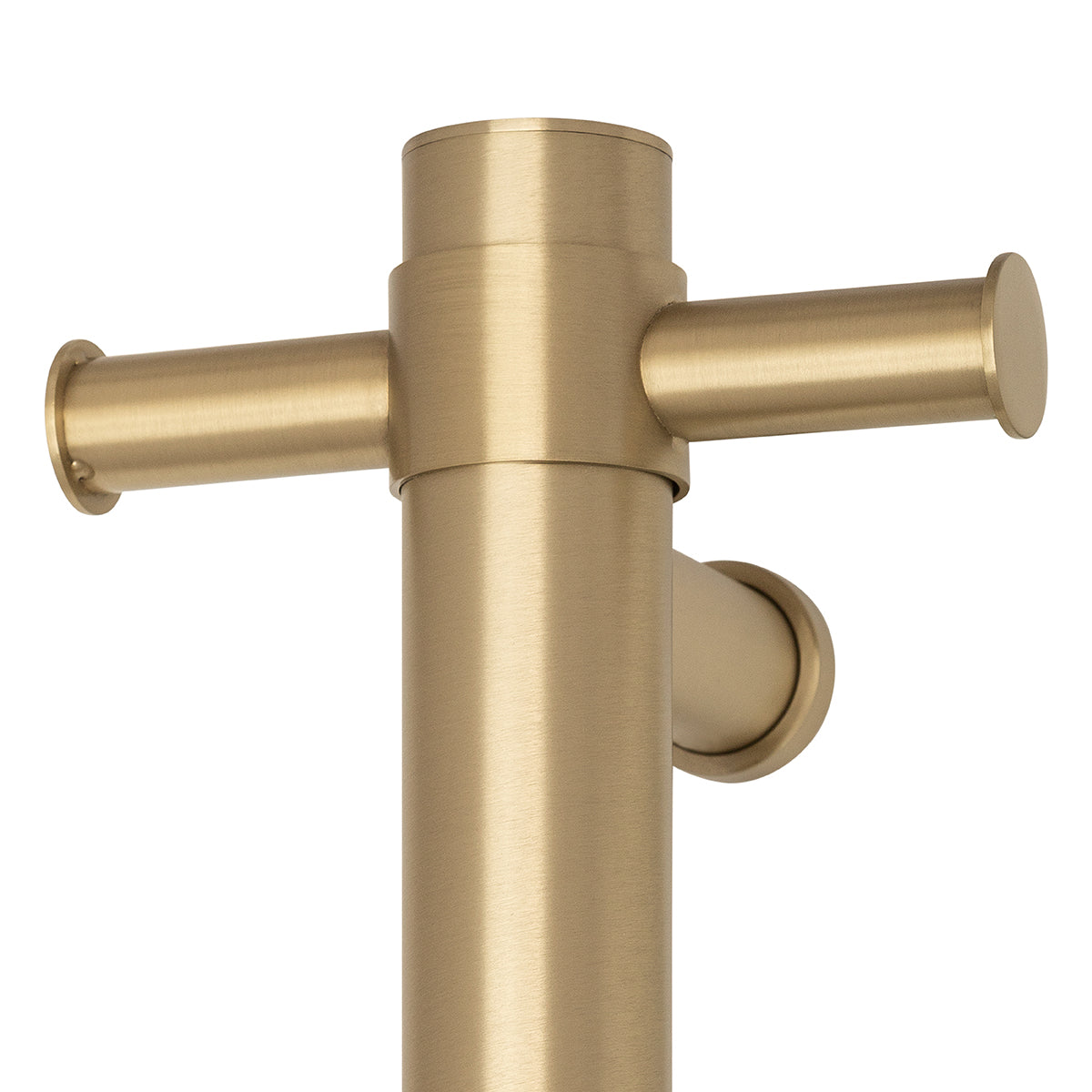 Thermogroup -  Brushed Brass Round Vertical Single Heated Towel Rail W142xH900xD100mm