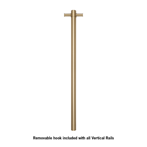 Thermogroup -  Brushed Brass Round Vertical Single Heated Towel Rail W142xH900xD100mm