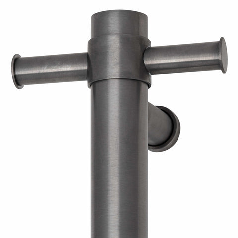 Thermogroup - Brushed Brass Round Vertical Single Heated Towel Rail W142xH900xD100mm