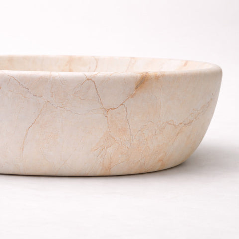 Claya - Serra 48 Oval Basin, Matte Beige Stone-Look Ceramic