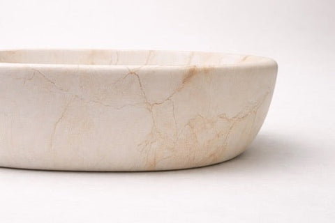 Claya - Serra 48 Oval Basin, Matte Beige Stone-Look Ceramic