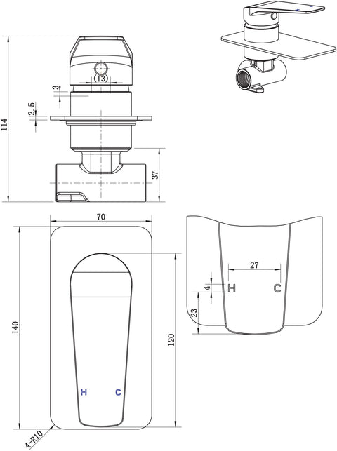 Modern National - Cascade Shower Mixer