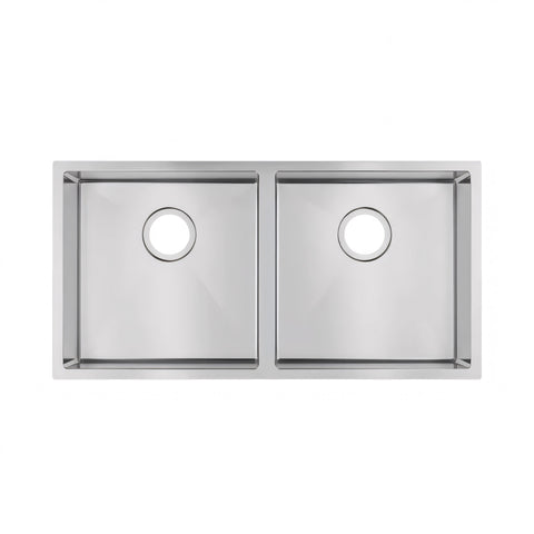 Chrome Stainless Steel Double Bowl Kitchen Sink 860x440x200mm