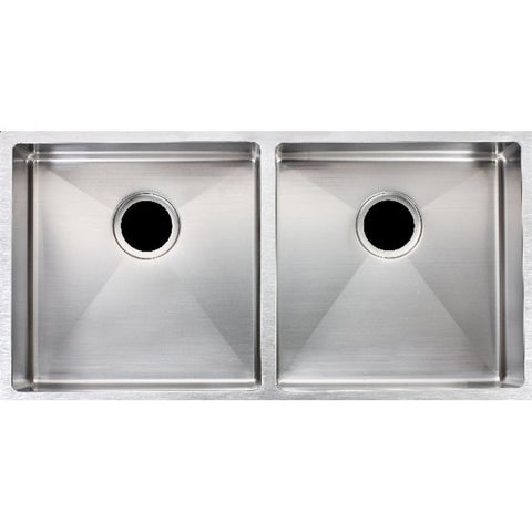 Aqua Perla - Chrome Stainless Steel Double Bowl Kitchen Sink 860x440x200mm