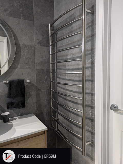 Thermogroup - 240V Curved Round Ladder Heated Towel Rail W700xH1400xD150mm