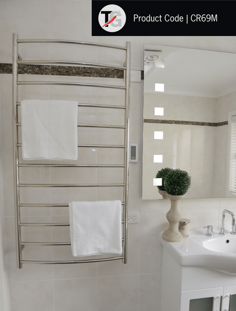 Thermogroup - 240V Curved Round Ladder Heated Towel Rail W700xH1400xD150mm