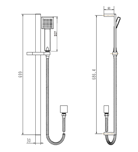 Modern National CRN014BK-Modern National - Crown Shower On Rail