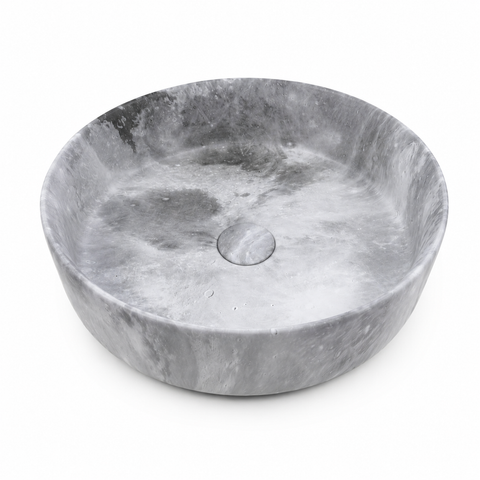 Claya - Moon 40 Matte Stone-Look Round Basin, 400mm Above-Counter Ceramic
