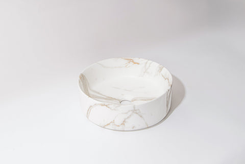 Claya - Fusion 36 Matte Carrara Round Basin, 360mm