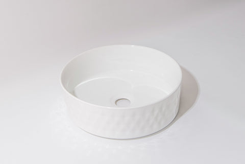 Claya - Diamond-36 Round Basin, Gloss White