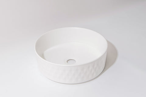 Claya - Diamond-36-MW Round Basin, Matte White