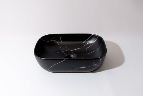Claya - Fusion 46 Matte Black Carrara Rectangular Basin