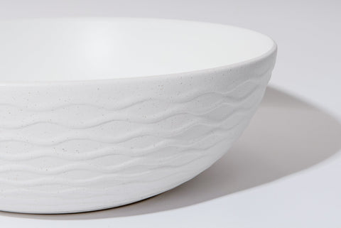 Claya - Polar 40 Wavy Textured Bowl Basin, Matte White