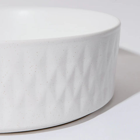 Claya -  Round Textured Matte White Diamond Ceramic Basin