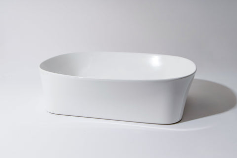 Claya - Dove 50 Sculpted Rectangle Basin, Gloss White, 500mm