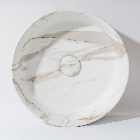 Claya - Fusion 36 Matte Carrara Round Basin, 360mm