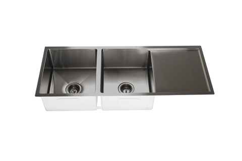 Poseidon - Stainless Steel Double Bowl Kitchen Sink With Drainer in 4 Finishes