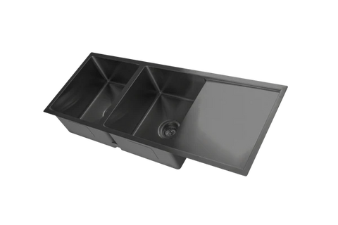Poseidon - Stainless Steel Double Bowl Kitchen Sink With Drainer in 4 Finishes