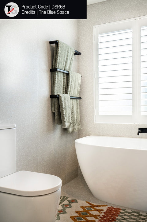 Thermogroup - 12V Round Single Bar Heated Towel Rail W632xH32xD100mm