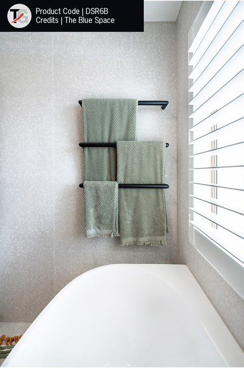 Thermogroup - 12V Round Single Bar Heated Towel Rail W632xH32xD100mm