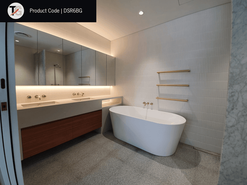 Thermogroup - 12V Round Single Bar Heated Towel Rail W632xH32xD100mm