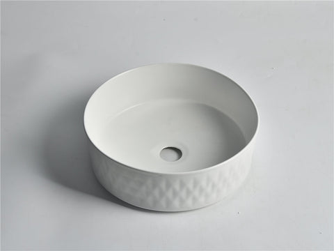 Claya - Diamond-36-MW Round Basin, Matte White