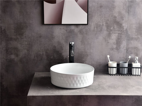 Claya - Diamond-36-MW Round Basin, Matte White