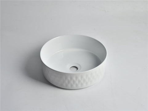 Claya - Diamond-36 Round Basin, Gloss White