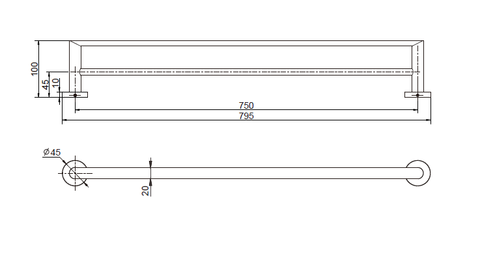 Modern National - Eva Double Towel Rail 750mm