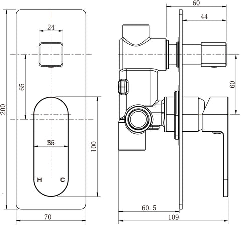 Modern National - Eva Mini Shower Diverter Mixer